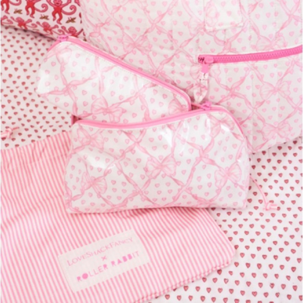 LoveShackFancy x Roller Rabbit Baby Bows Beauty Bundle set of 2 pouches NWT